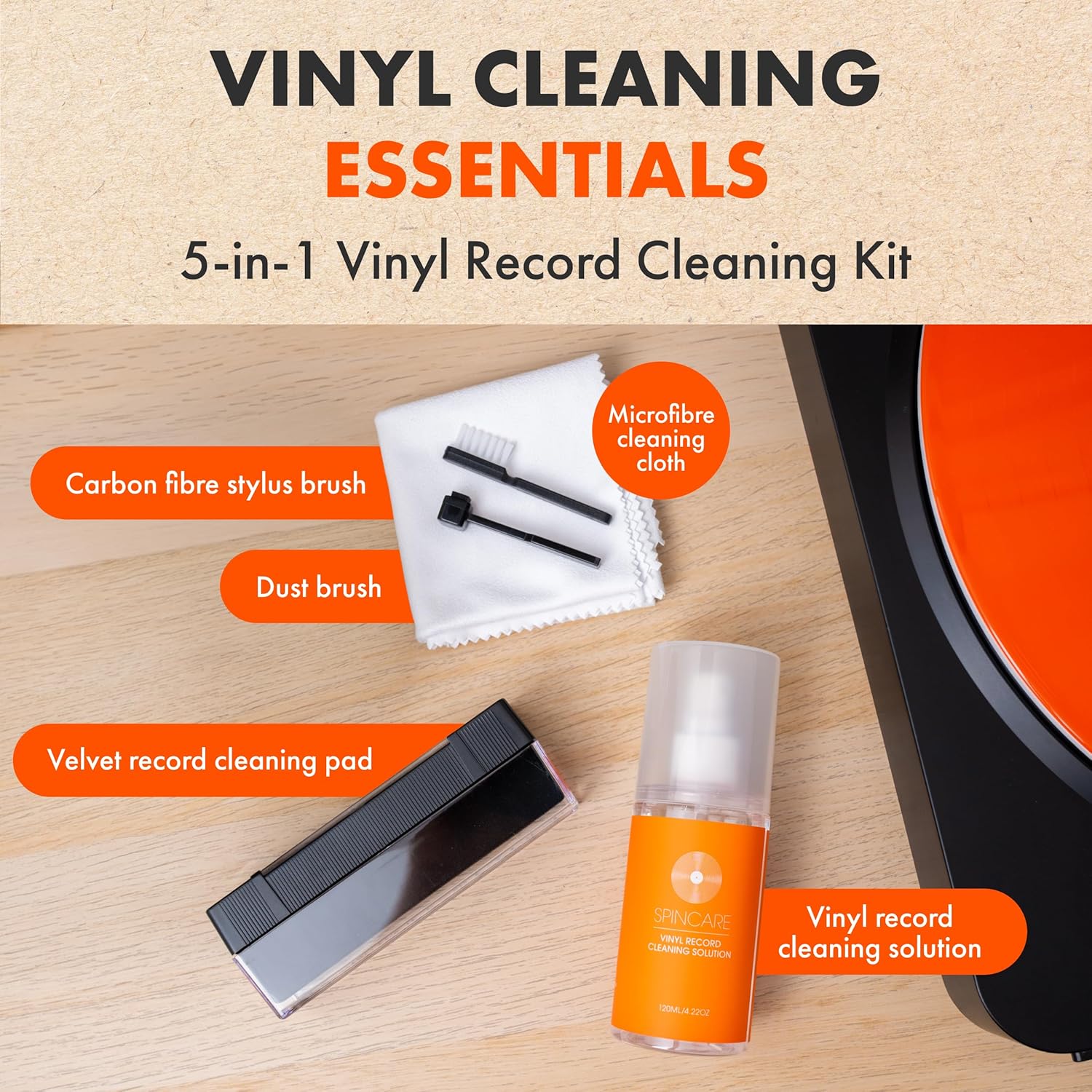 SPINCARE Vinyl Record Cleaner Kit